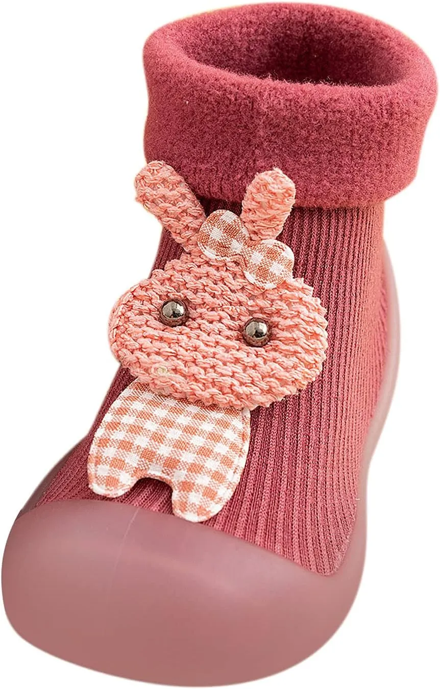 Baby Toddler Sock Shoes Kids Soft Rubber Sole Shoes Breathable Cotton First Walking Shoes Anti-Slip Floor Slippers