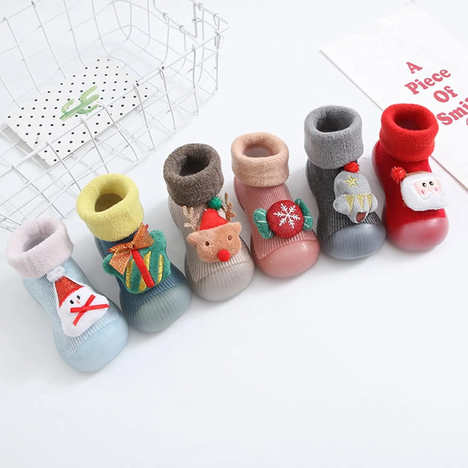 Baby Toddler Sock Shoes NO-Slip Slipper with Rubber Soft Sole Breathable Cotton Walking Shoes for Infant Girls Boys (Pink, 2-2.5 Years)