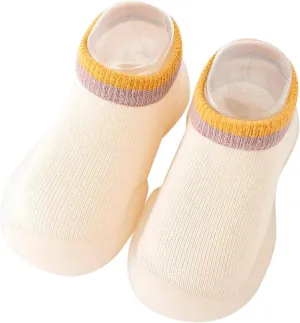 Baby Toddler Sock Shoes Training Shoes Non-Skid Floor Slipper with Rubber Sole Slip on Sneakers Protect Toes Shoes