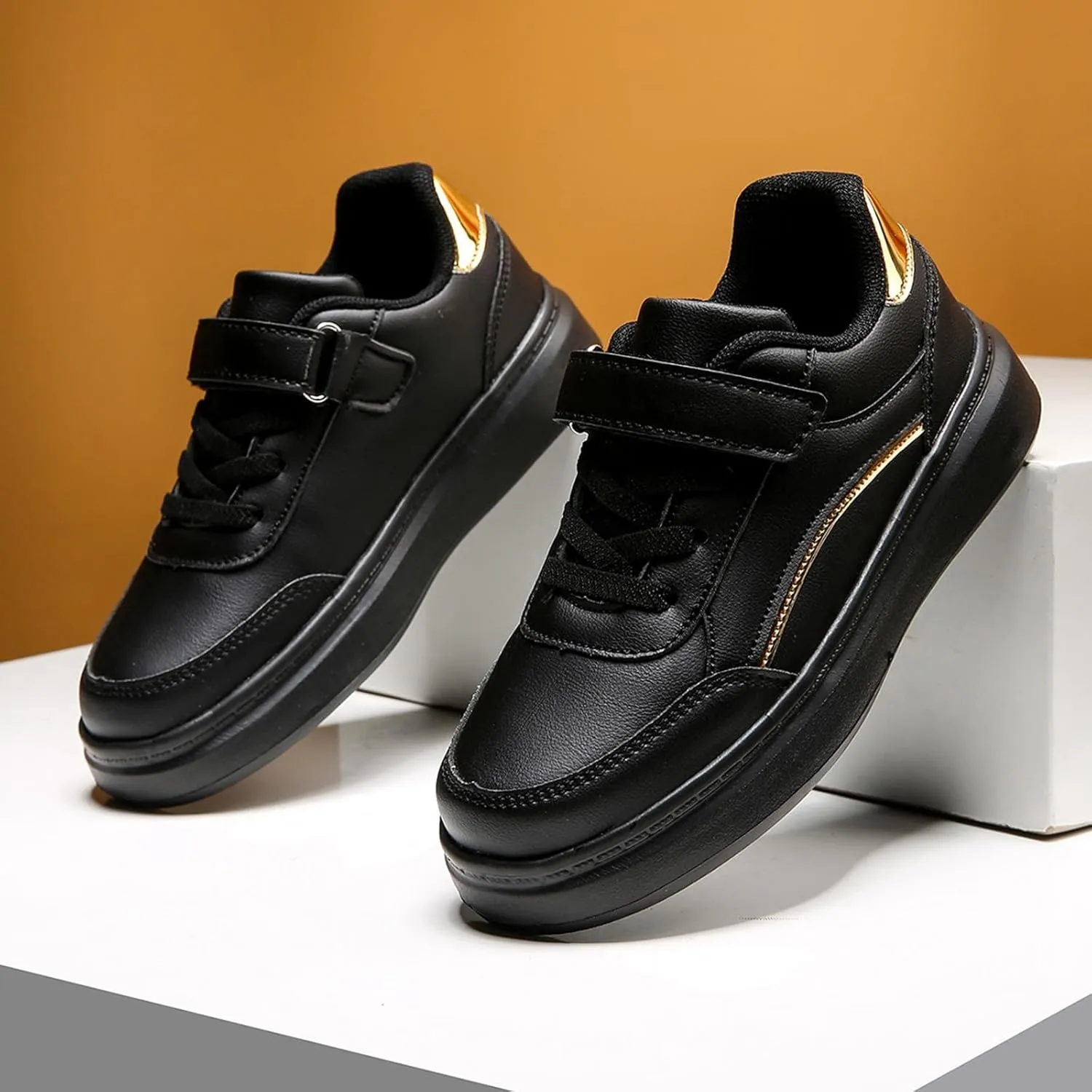 Baby Unisex-Child Leather Lightweight Breathable Knit Athletic Running Sneakers for Kids Shoes for Boys Girls