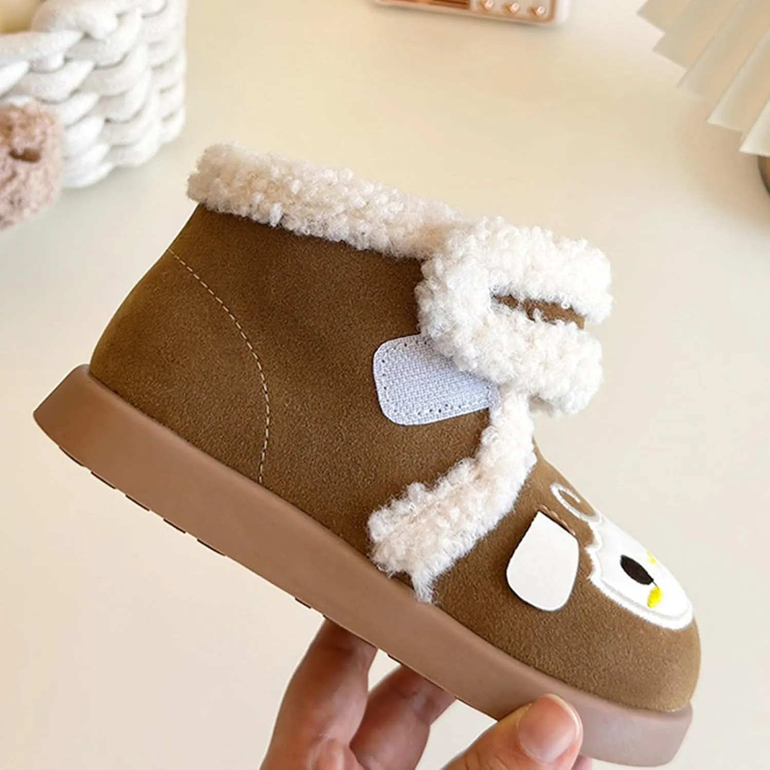 Baby Winter Furry Warm Ankle Shoes for Toddler Cute artoon Plush Lined Snow Boots Soft Sole Kids Size 3 Snow Boots