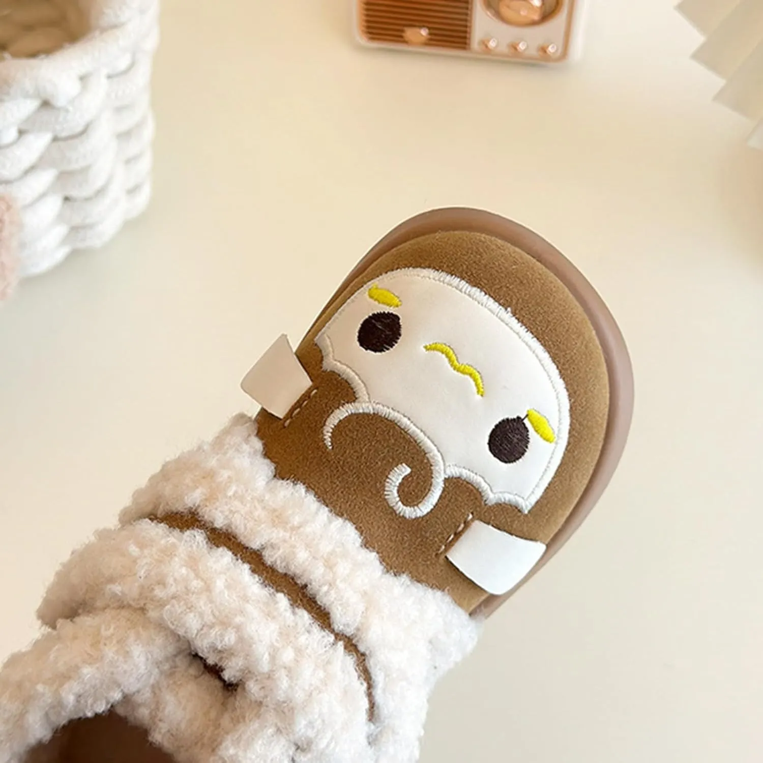 Baby Winter Furry Warm Ankle Shoes for Toddler Cute artoon Plush Lined Snow Boots Soft Sole Kids Size 3 Snow Boots