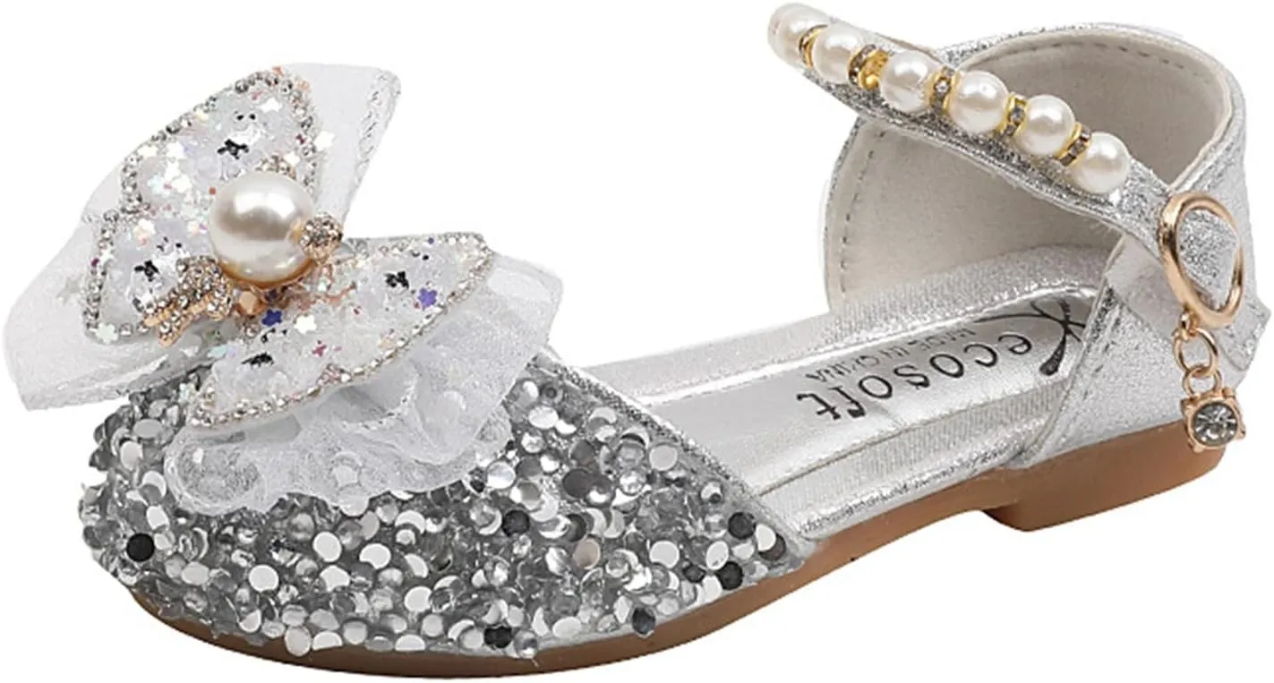 Bow Pearl Rhinestone Shoes Baby Girls Bowknot Princess Shoes Lightweight Soft Sole Shoes Toddler Shoes