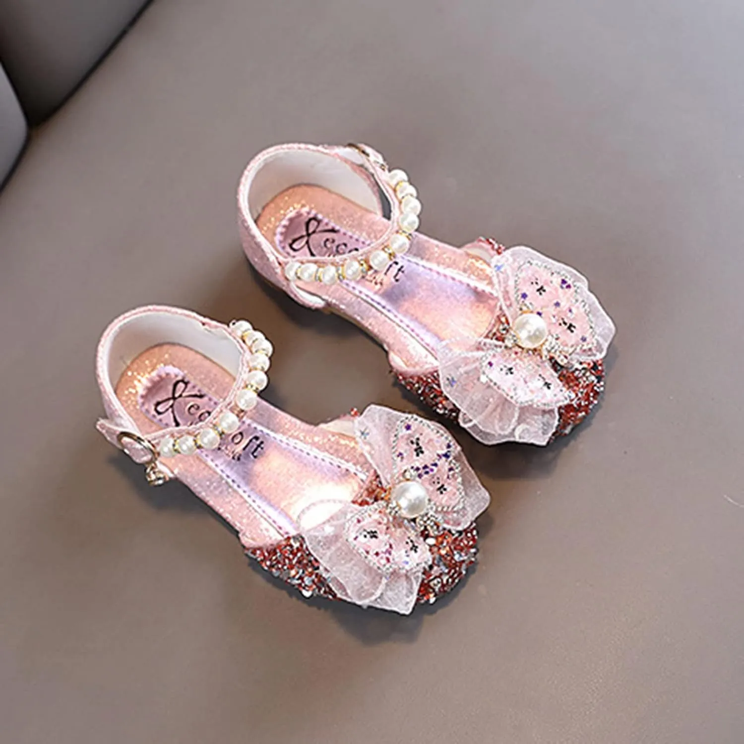 Bow Pearl Rhinestone Shoes Baby Girls Bowknot Princess Shoes Lightweight Soft Sole Shoes Toddler Shoes