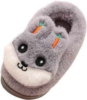 Boys Girls Plush House Slippers Cozy Furry Slippers Winter Warm Fur Lined Indoor House Home Shoes Winter House Shoes