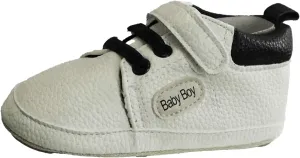 Boy's Non-Slip Rubber Sole Shoes with Strechable Decorative Lace & Adjustable Strap PU Leather Shoes