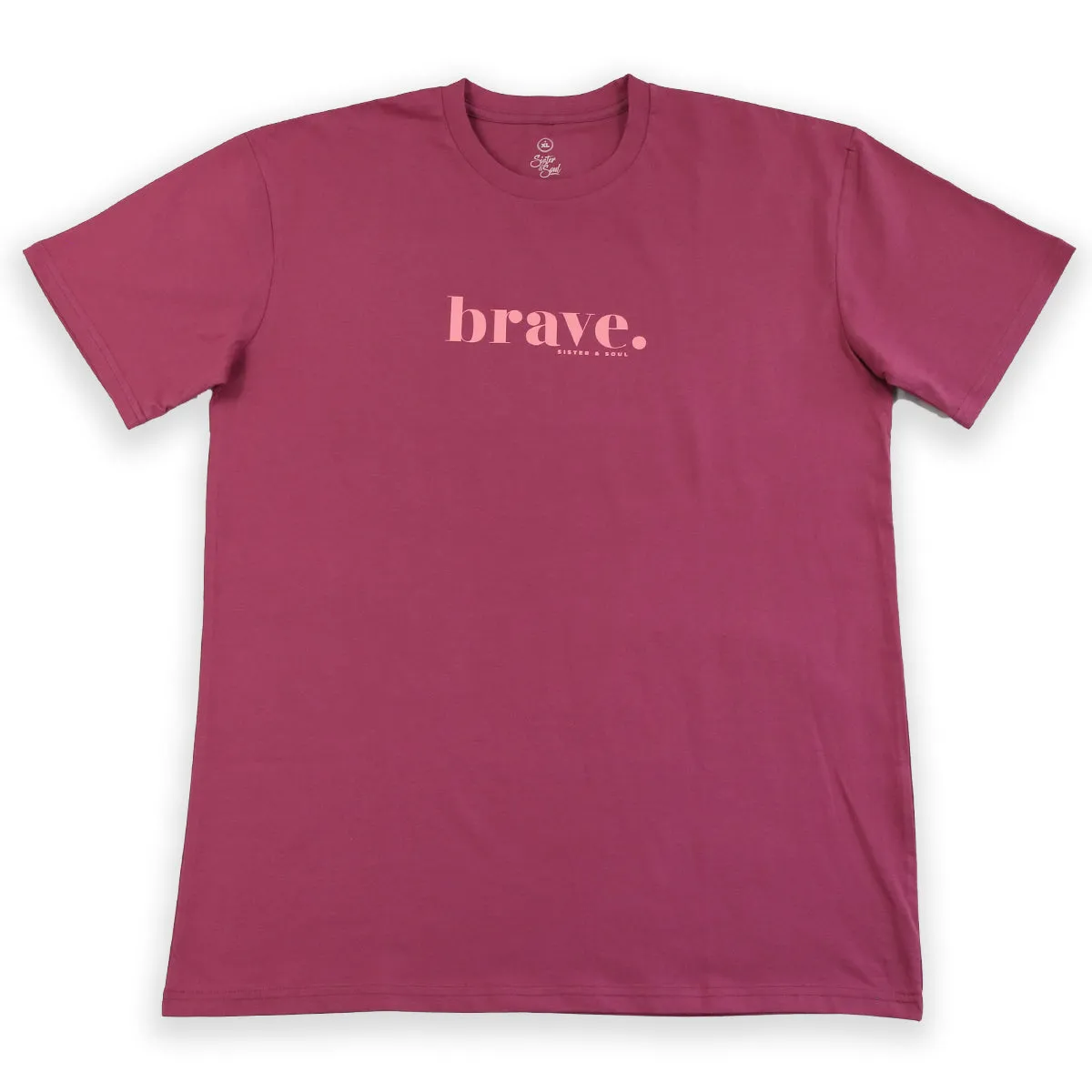BRAVE - Plus Size Long Boxy Tee - Berry with Pink Print