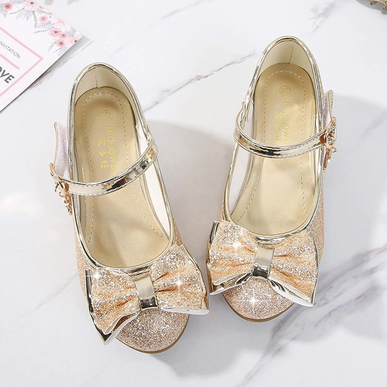 Cadidi Dinos Girls Dress Shoes Wedding Party Heel Mary Jane Princess Flower Shoes (Toddler/Little Kid/Big Kid)