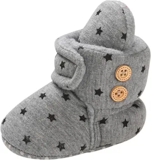 Cartoon Boots for Baby Soft Sole Shoes Plus Velvet Warm Polka Dot Printing Boots Non Slip (Dark Gray, 5 Infant)