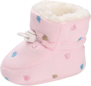 Cartoon Shoes for Baby Soft Sole Shoes Fleece Warm Short Boots Shoes Fashion Printing Non Slip (Pink, 5 Infant)