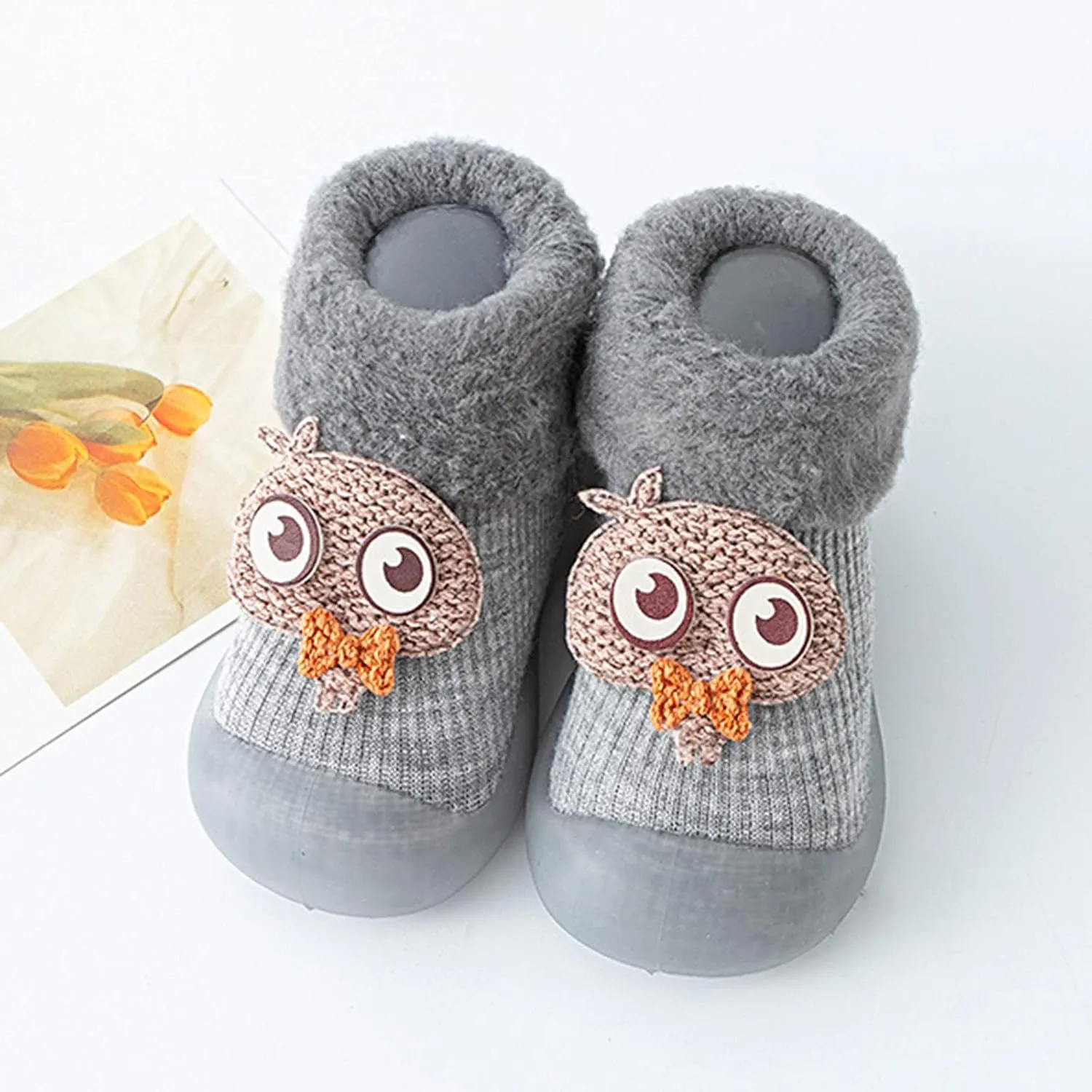 Casual Shoes for Baby Boys Sole Warm Socks Baby Kids Slipper Shoes Knit Soft Solid Toddler Girls Stocking Shoes