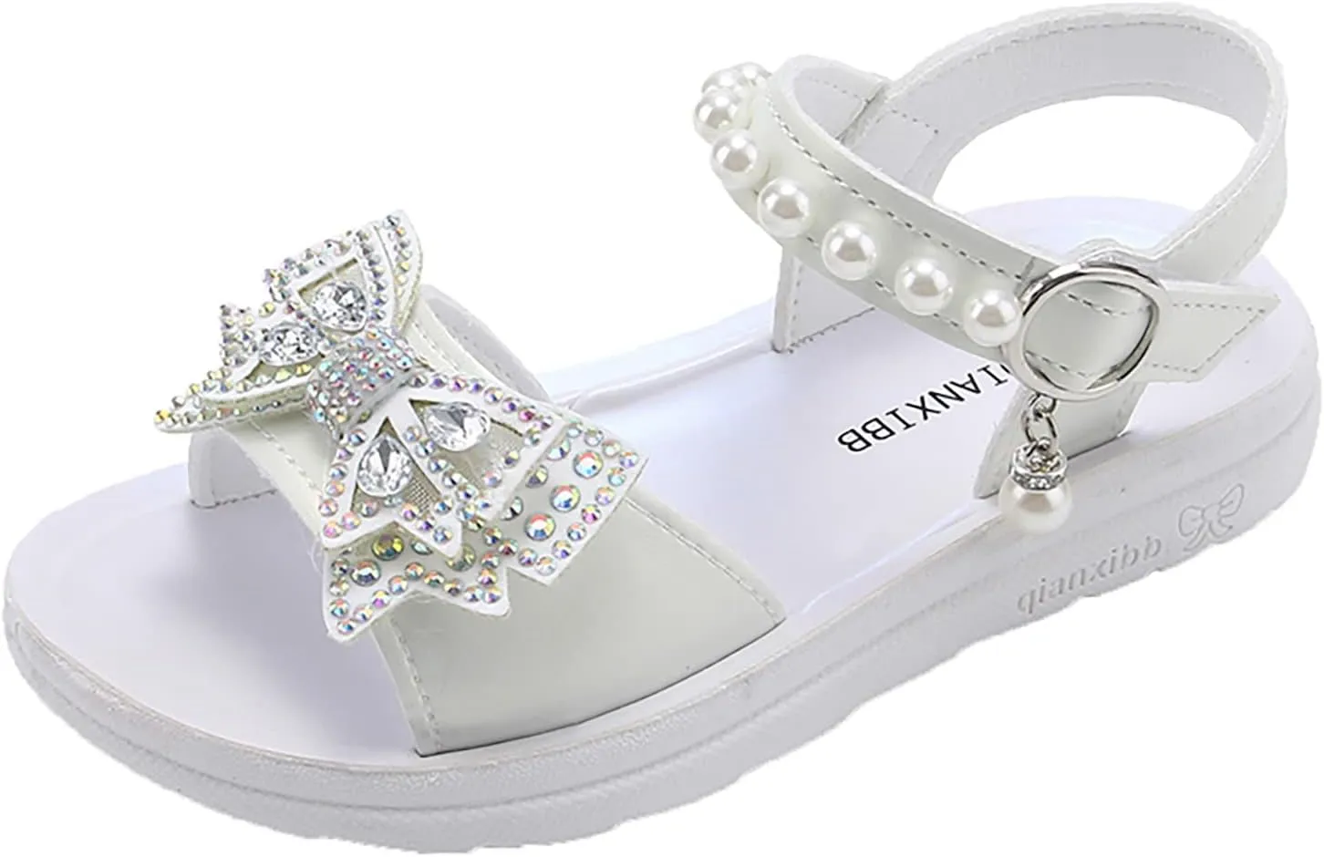 Child and Toddler Baby Girls Shoes Soft Sole Anti Slip Shoes Outdoor Bowknot Sandals Summer (White, 36 Big Kids)
