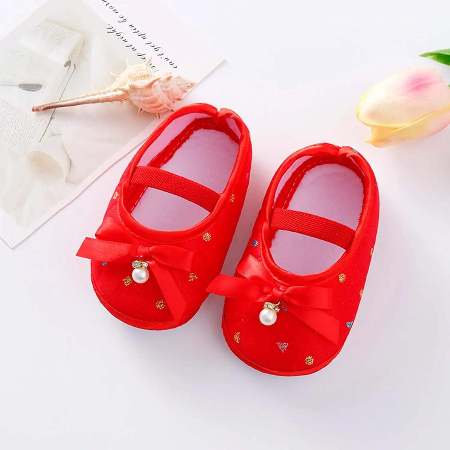 Child Princess Sole Set Cute Shoes Shoes Pearl Headband Little Soft Toddler Bow Kids Sneakers Toddler Boys