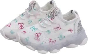 Children Boys Girls Sneakers Butterfly Print LED Light Shoes Daddy Shoes Lacing Breathable Soft Sole Shoes