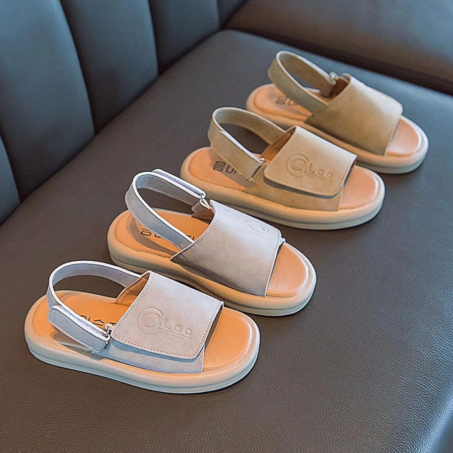 Children Open Toe Sandals Soft Sole Non Slip Baby Boys Beach Shoes Girls Fashion Beach Sandals Toddler Summer Shoes (Khaki, 8-9 Years Little Child)