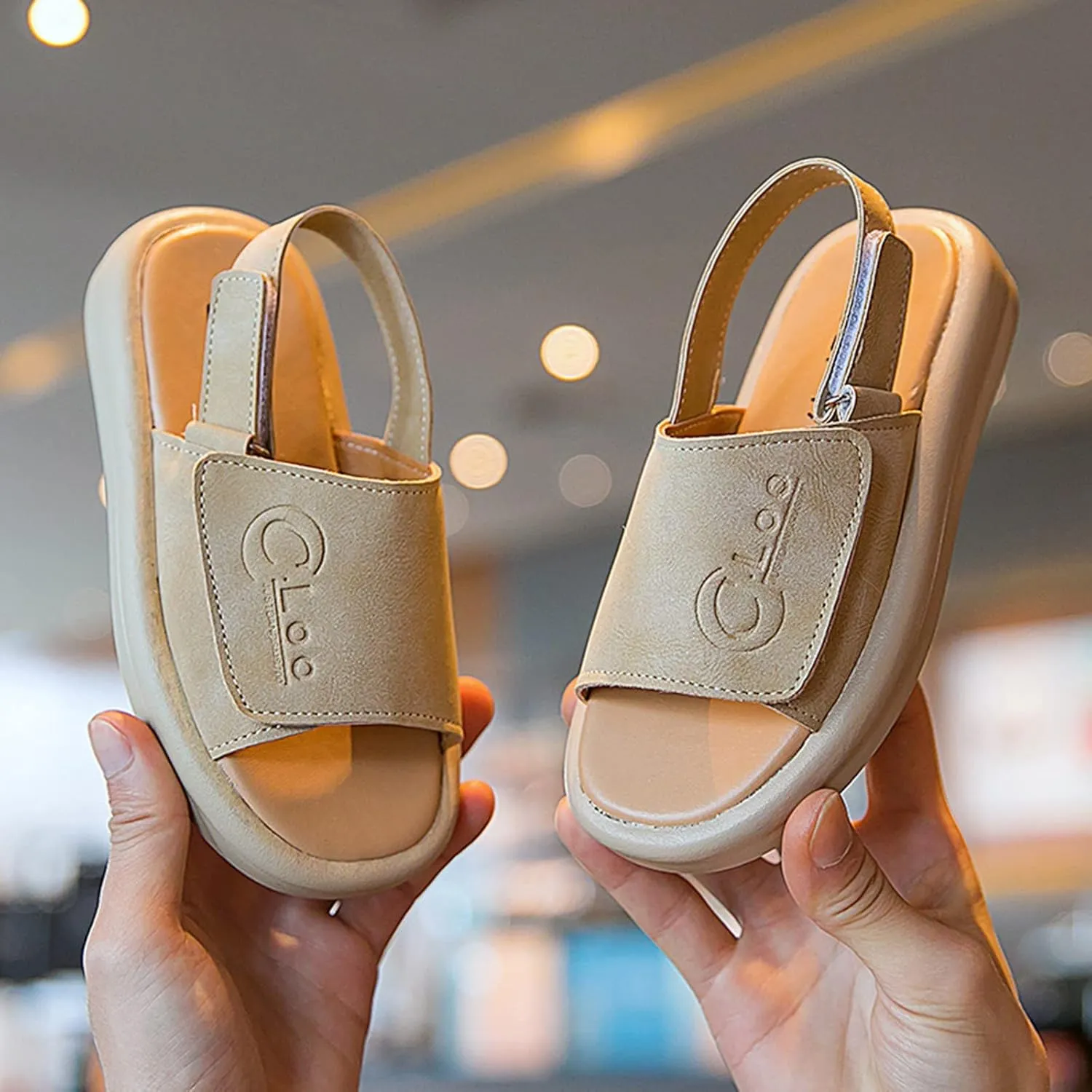 Children Open Toe Sandals Soft Sole Non Slip Baby Boys Beach Shoes Girls Fashion Beach Sandals Toddler Summer Shoes (Khaki, 8-9 Years Little Child)