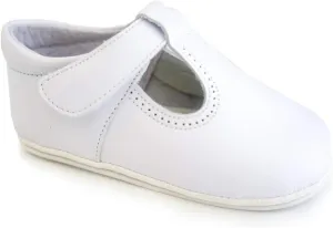 Classic Leather T-Strap Mary Janes Easy Open White