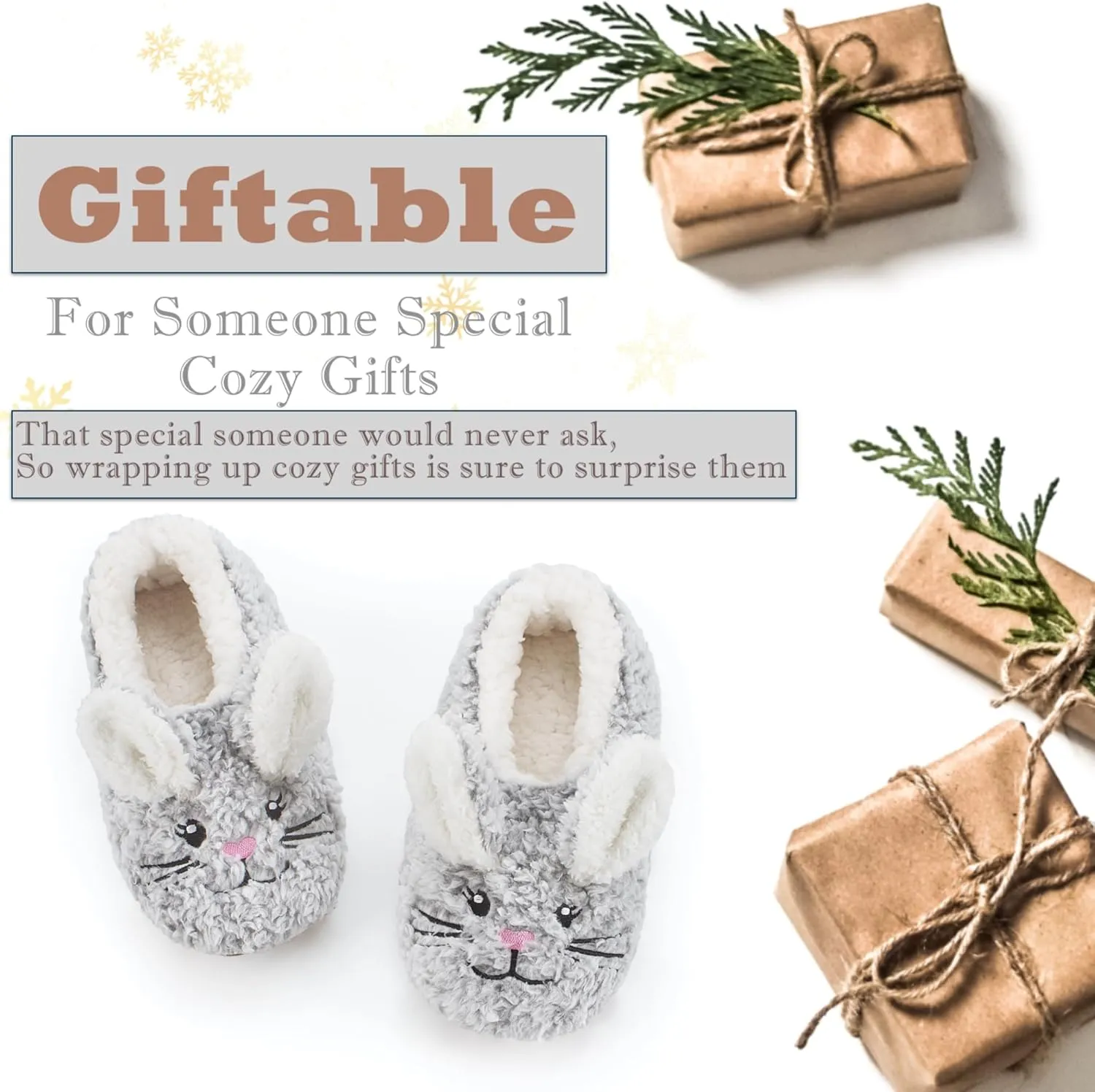 Cozylook Cute Animal House Slippers - Fuzzy Warm Bedroom Slipper Socks Non-Slip Grippers with Funny Face Designs, Fun Christmas Gifts Unique