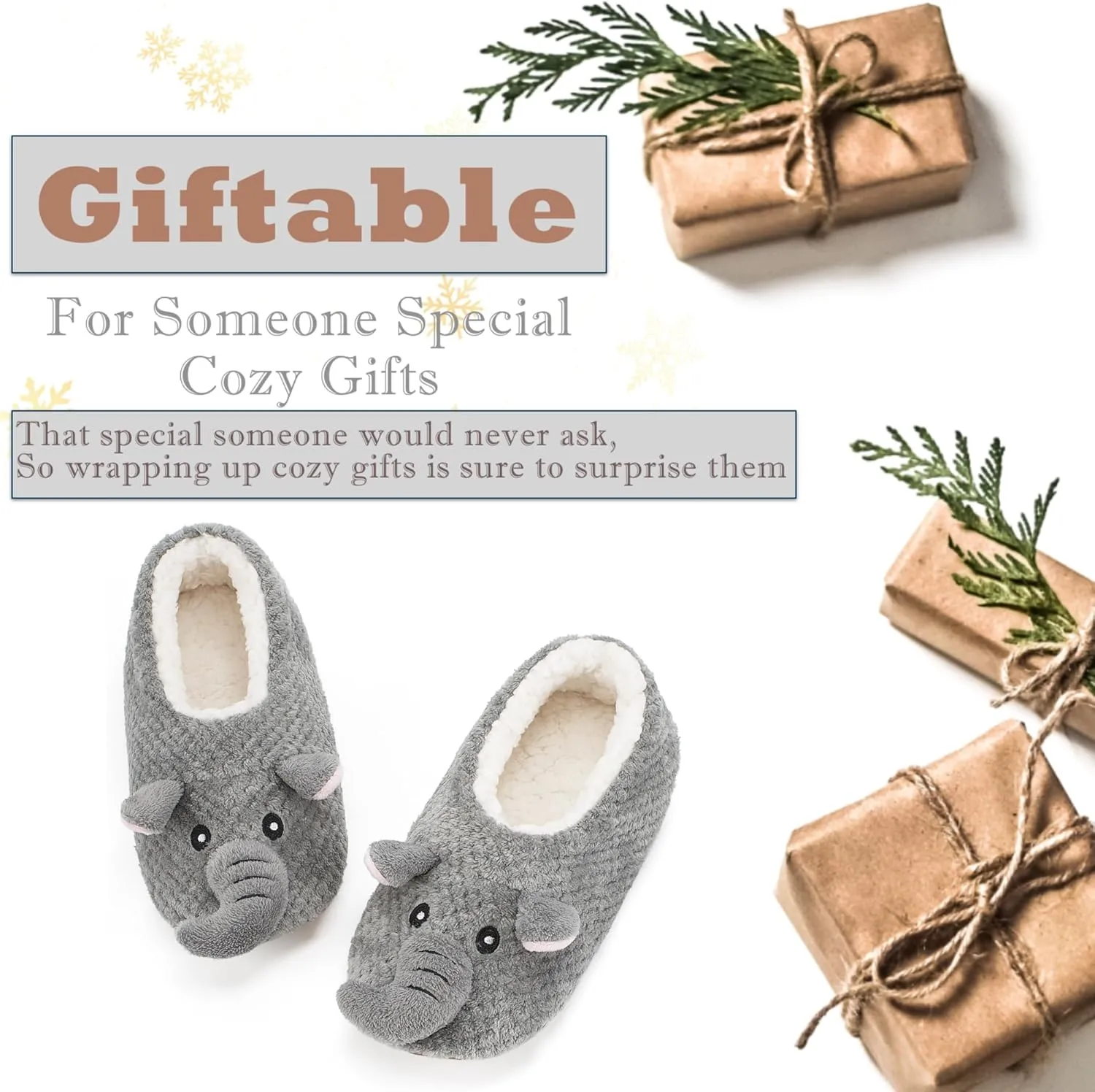 Cozylook Cute Animal House Slippers - Fuzzy Warm Bedroom Slipper Socks Non-Slip Grippers with Funny Face Designs, Fun Christmas Gifts Unique