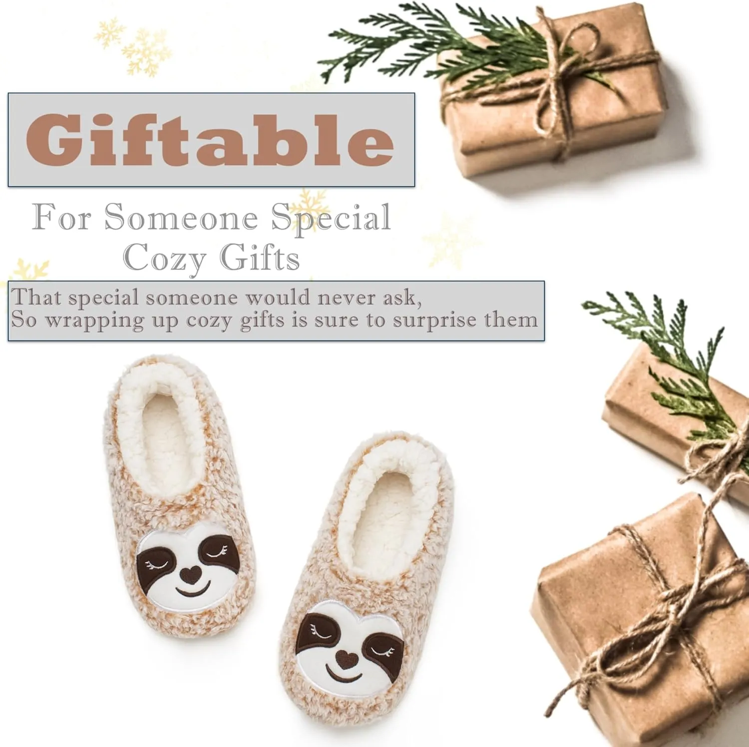 Cozylook Cute Animal House Slippers - Fuzzy Warm Bedroom Slipper Socks Non-Slip Grippers with Funny Face Designs, Fun Christmas Gifts Unique