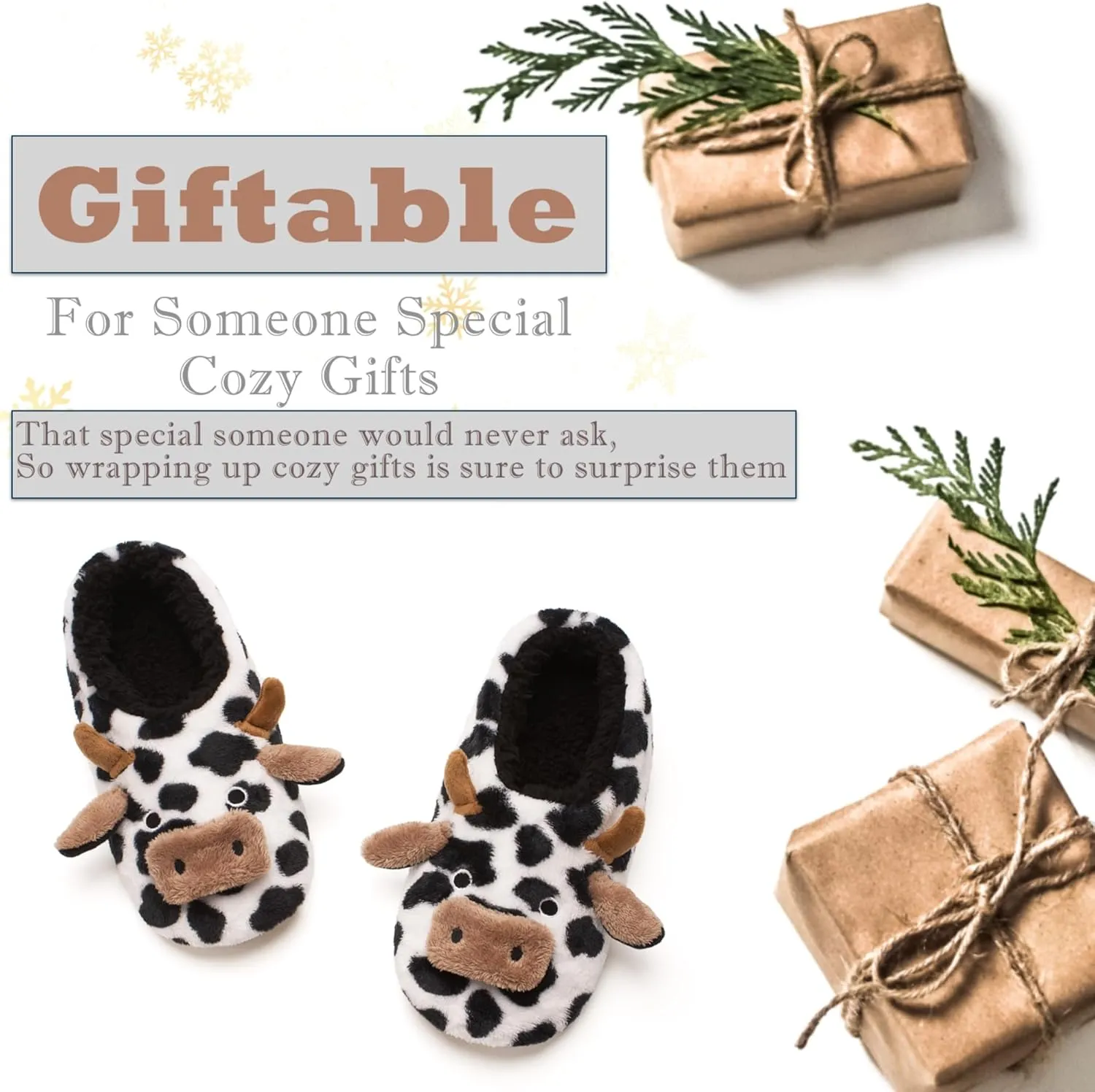 Cozylook Cute Animal House Slippers - Fuzzy Warm Bedroom Slipper Socks Non-Slip Grippers with Funny Face Designs, Fun Christmas Gifts Unique