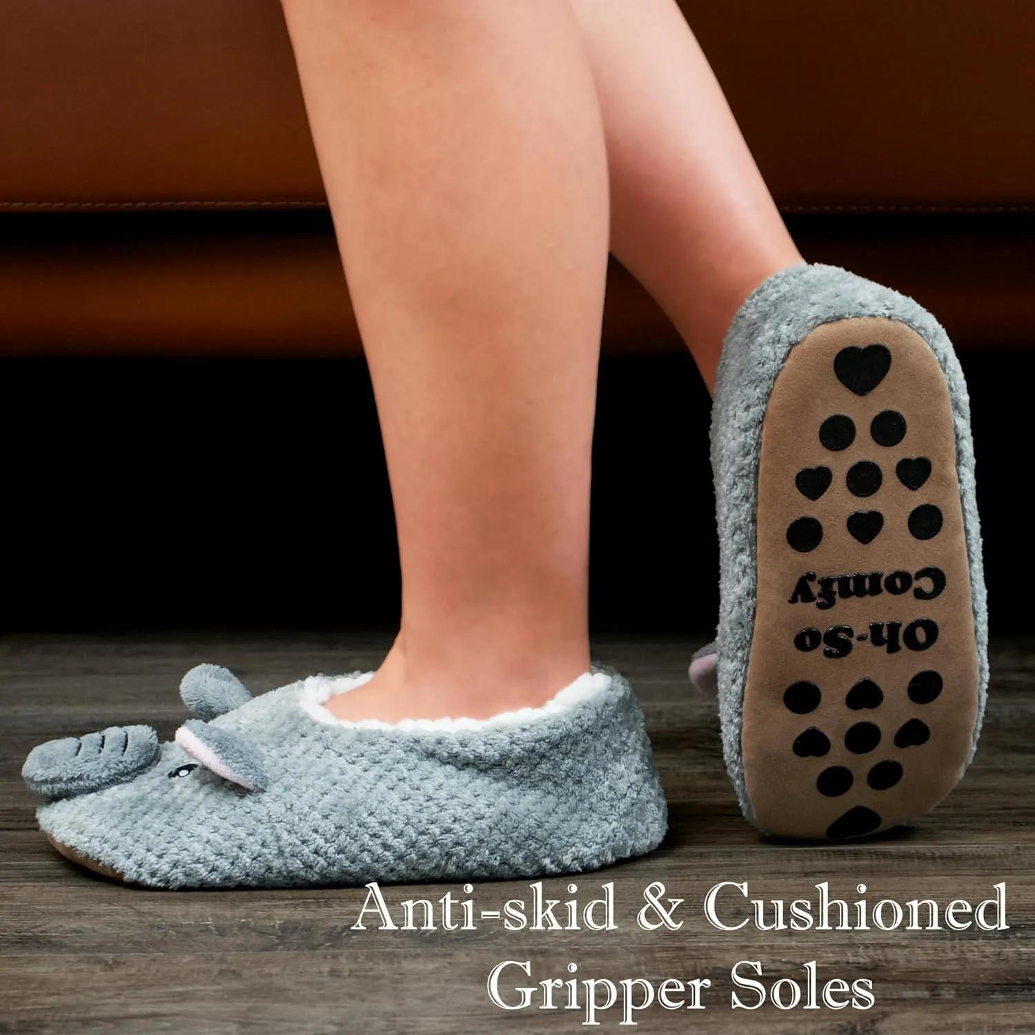 Cozylook Cute Animal House Slippers - Fuzzy Warm Bedroom Slipper Socks Non-Slip Grippers with Funny Face Designs, Fun Christmas Gifts Unique