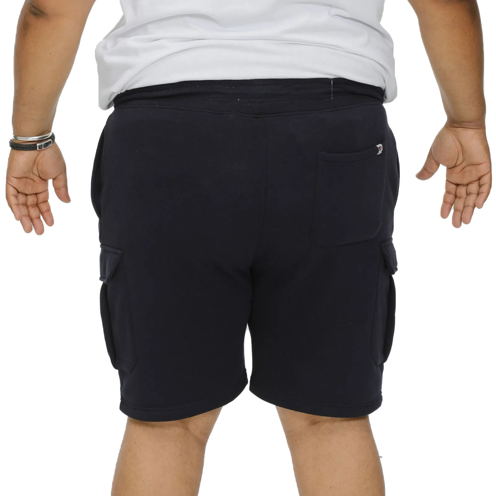 D555 Mens Cyrus Big Tall Elasticated Fleece Cargo Shorts - Navy