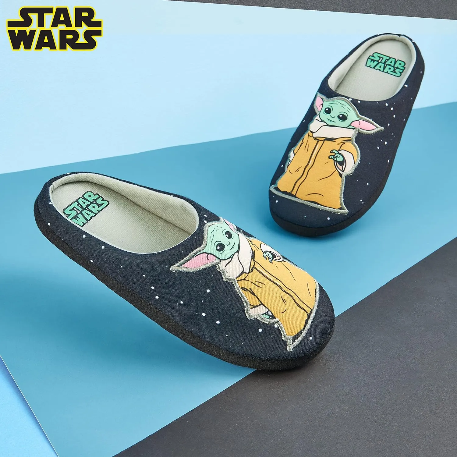 Disney Men's Slippers - Baby Yoda Indoor House Shoes Non Slip Sole - Gifts for Him