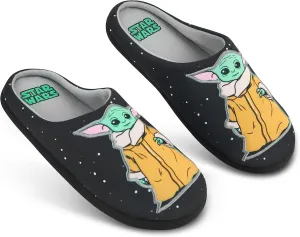 Disney Men's Slippers - Baby Yoda Indoor House Shoes Non Slip Sole - Gifts for Him