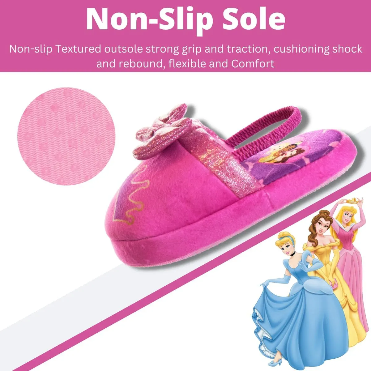 Disney Princesses Encanto Little Mermaid Slippers for Girls - Kids House Shoes Soft Plush Warm Comfy Sandals (Toddler sizes 5-10 / Little Kid sizes 11-12)