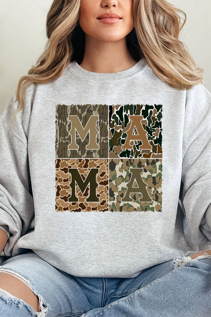 Distressed Camo Mama Heavy-weight Crew Sweatshirt