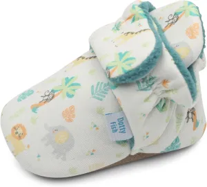 Dotty Fish Fleece Lined Baby Booties - Non-Slip Suede Sole - Warm & Cozy Slippers for Newborns to 24 Months - Perfect Winter Shoes for Babies