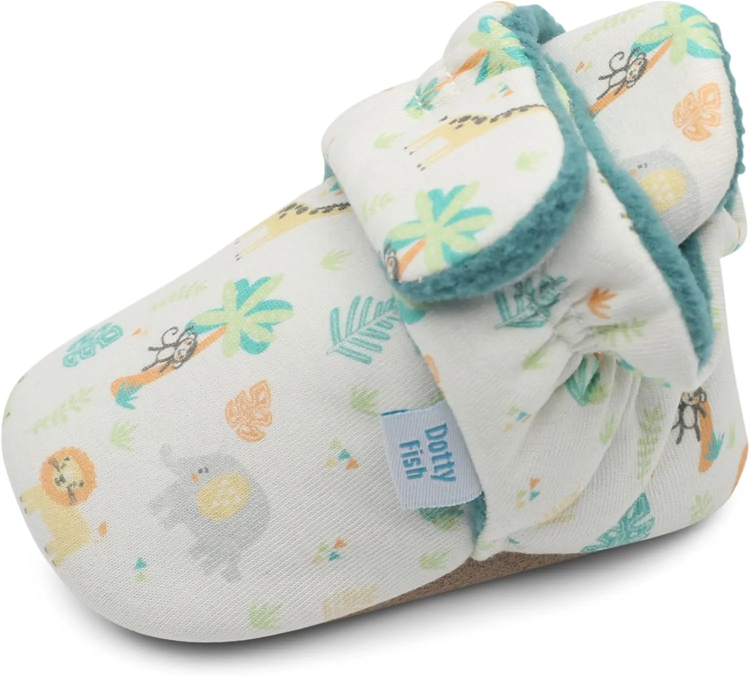 Dotty Fish Fleece Lined Baby Booties - Non-Slip Suede Sole - Warm & Cozy Slippers for Newborns to 24 Months - Perfect Winter Shoes for Babies
