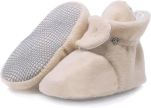Ella Bonna Fleece Baby Booties, Three Snap Baby Slippers, Unisex Baby Gifts, Non-Slip Newborn Booties for Boys and Girls, Infant Baby Shower Shoes Months