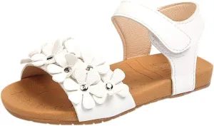 EnJoCho 1-6Years Beach Shoes for Toddler Baby Girl Sandals Floral Soft Sole Kids Children Princess Sandals Shoes (White-07#, 5.5-6Years)