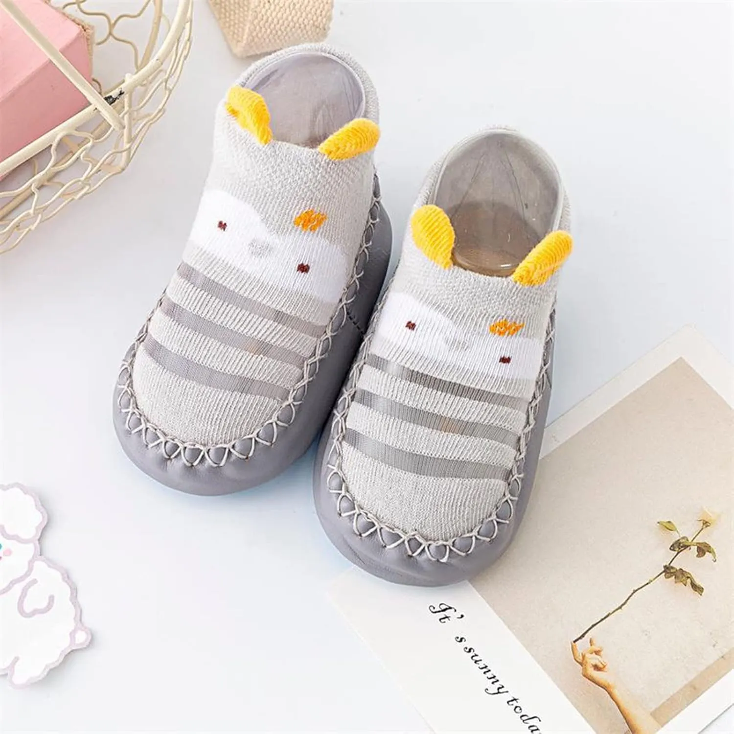 EnJoCho Casual Shoes for Toddler Infant Shoes Soft Sole Shoes Bow Glitter Sequins Non Slip Breathable Princess Shoes (Grey, 12 Months)