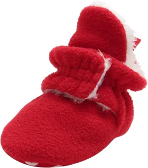 EnJoCho Cotton Baby Booties Non Skid Soft Sole Stay On Baby Shoes House Slippers for Baby Boys Girls Toddlers 0-18 Months (Red-2, 0-6 Months)
