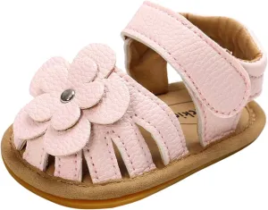 EnJoCho Cute Sandals Soft Baby Flower Girls Non-Slip Flat Rubber Sole Shoes Walking Boys Baby Lightwight Shoes (Pink, 4Xmm)