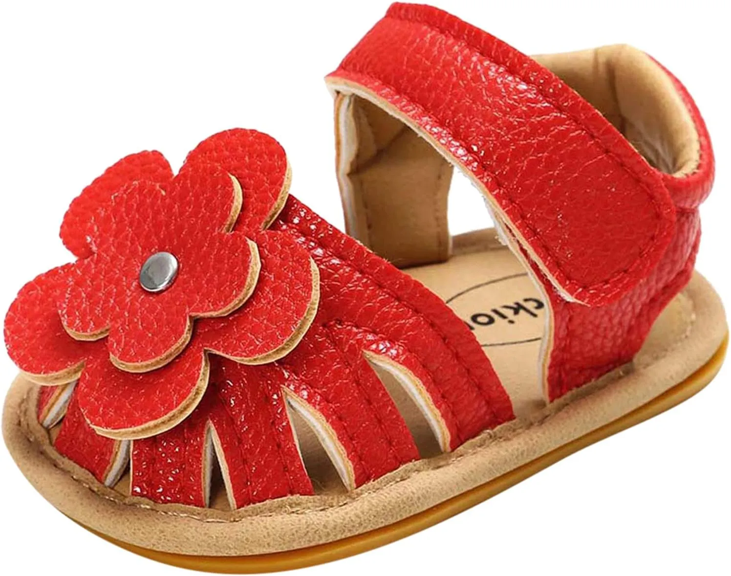 EnJoCho Cute Sandals Soft Baby Flower Girls Non-Slip Flat Rubber Sole Shoes Walking Boys Baby Lightwight Shoes (Red, 3Pmm)