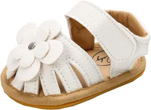 EnJoCho Cute Sandals Soft Baby Flower Girls Non-Slip Flat Rubber Sole Shoes Walking Boys Baby Lightwight Shoes (White, 1@mm)