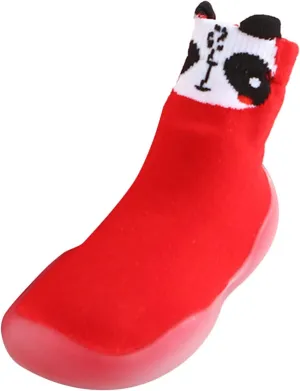 EnJoCho Non Slip Shoes for Toddler Baby Boys Girls Solid Warm Knit Soft Sole Rubber Shoes Slipper Stocking Soft Shoes Socks (Red, 20)