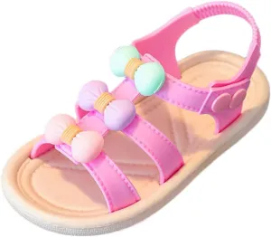 EnJoCho Sneakers for Kids Infant Toddler Shoes Soft Sole Non Slip Straw Soft Sole Beach Shoes Sweet Fashion Bow Sandals (Pink, 2.5Years)