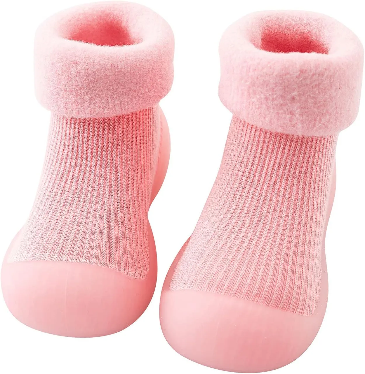 EnJoCho Toddler Running Shoes Kids Toddler Baby Boys Girls Solid Warm Knit Soft Sole Rubber Shoes Socks Slippers (Pink, 22)