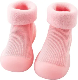 EnJoCho Toddler Running Shoes Kids Toddler Baby Boys Girls Solid Warm Knit Soft Sole Rubber Shoes Socks Slippers (Pink, 22)