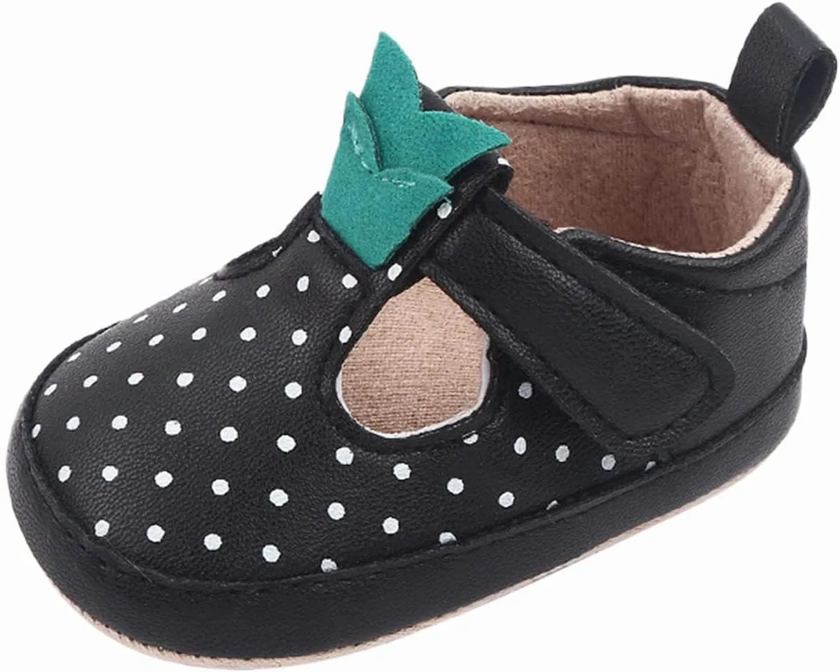 EnJoCho Toddler Shoes for Autumn Infant Toddler Shoes Soft Sole Toddler Shoes Polka Dots Non Slip Breathable (Black, 6 Months)