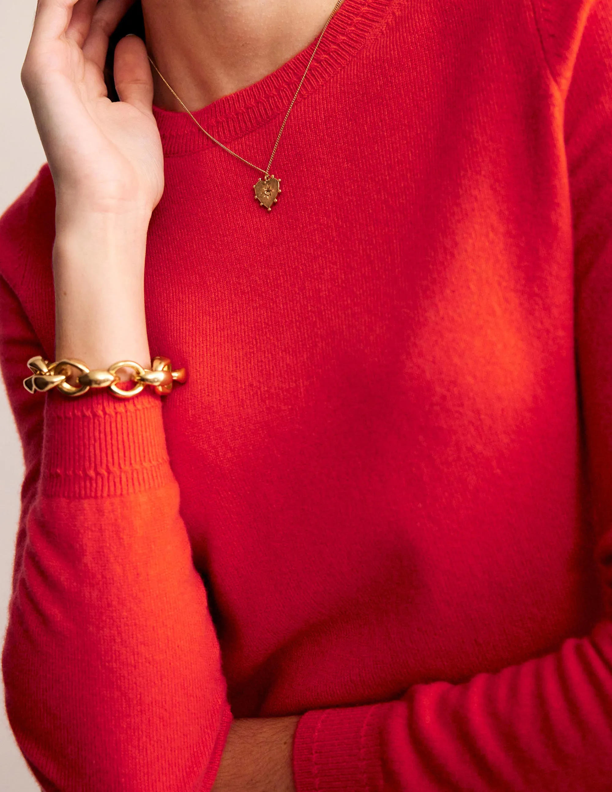 Eva Cashmere Crew Neck Jumper-Firecracker Red