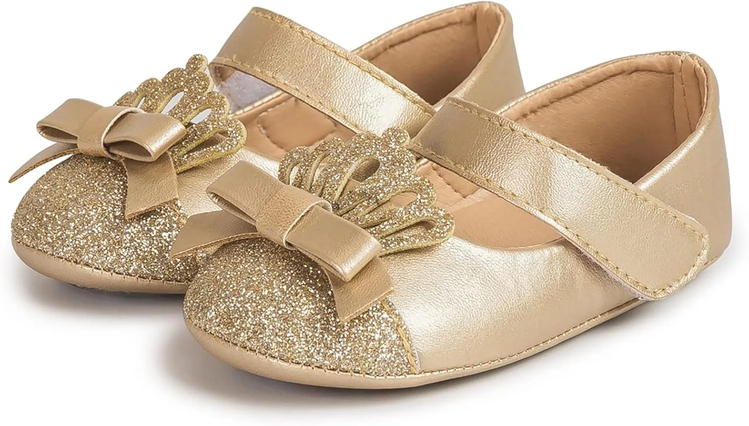 Fashion Crown Princess Shoes Little Kid Shoes Non Slip Soft Sole Walking Shoes Baby Shoes Toddler Daycare Shoes