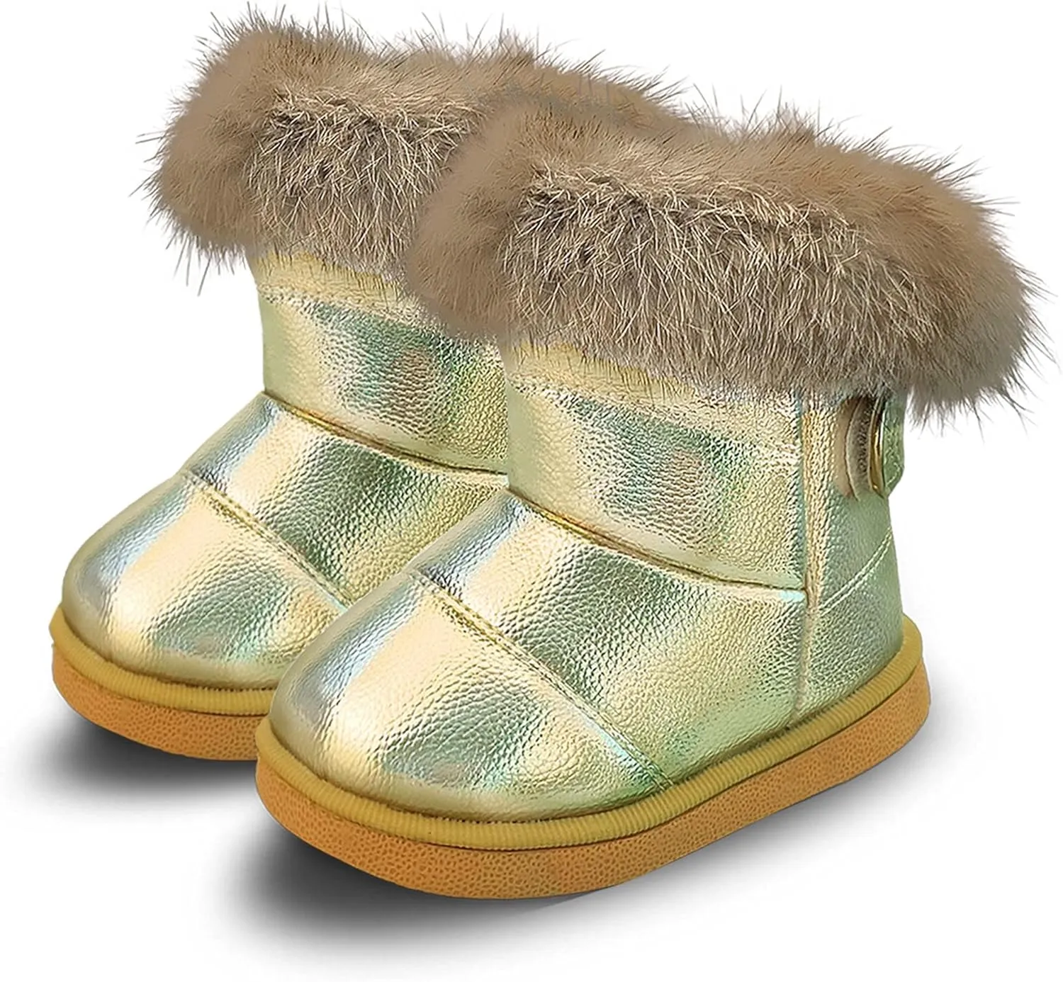 FJWYSANGU Toddler Girl Warm Winter Snow Boots Plush inner Outdoor Boots Waterproof Walking Shoes Flat Easy on for Toddlers Little Girls