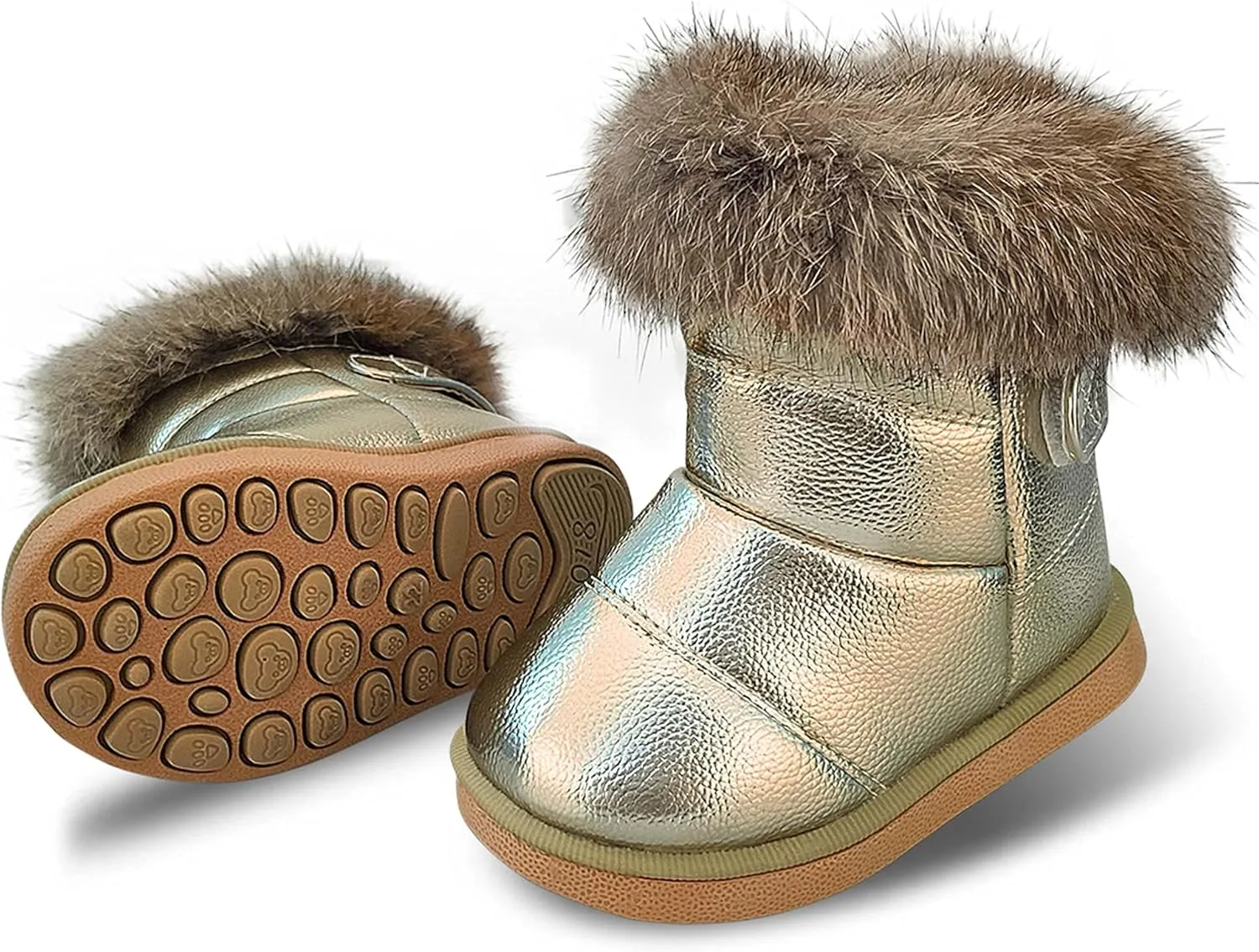 FJWYSANGU Toddler Girl Warm Winter Snow Boots Plush inner Outdoor Boots Waterproof Walking Shoes Flat Easy on for Toddlers Little Girls