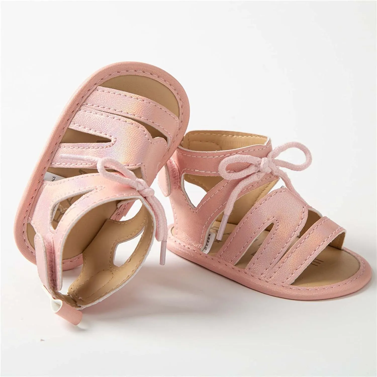 Flat Soft Lacing Baby Walking Rubber Shoes Non-Slip Sole Sandals Girls Baby Shoes Baby Girl Shoes